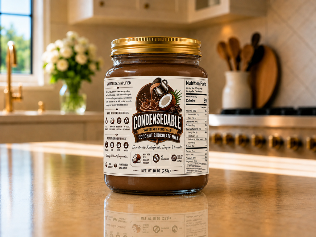 CONDENSEDABLE™ Sweetened Condensed Coconut Chocolate Milk (In Glass Jar)