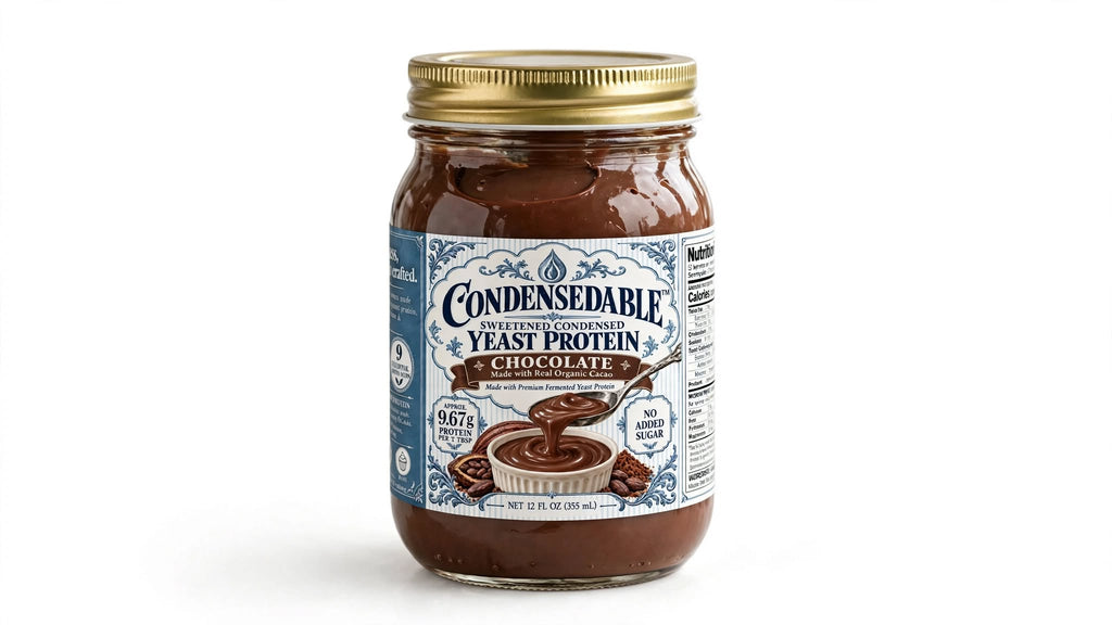 🍫 CONDENSEDABLE™ Sweetened Condensed Yeast Protein — Chocolate 12oz. (In Glass Jar)