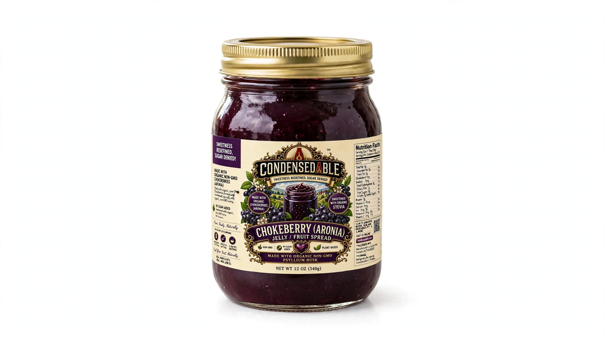 CONDENSEDABLE™ Chokeberry (Aronia) Jelly / Fruit Spread 12oz. (In Glass Jar)