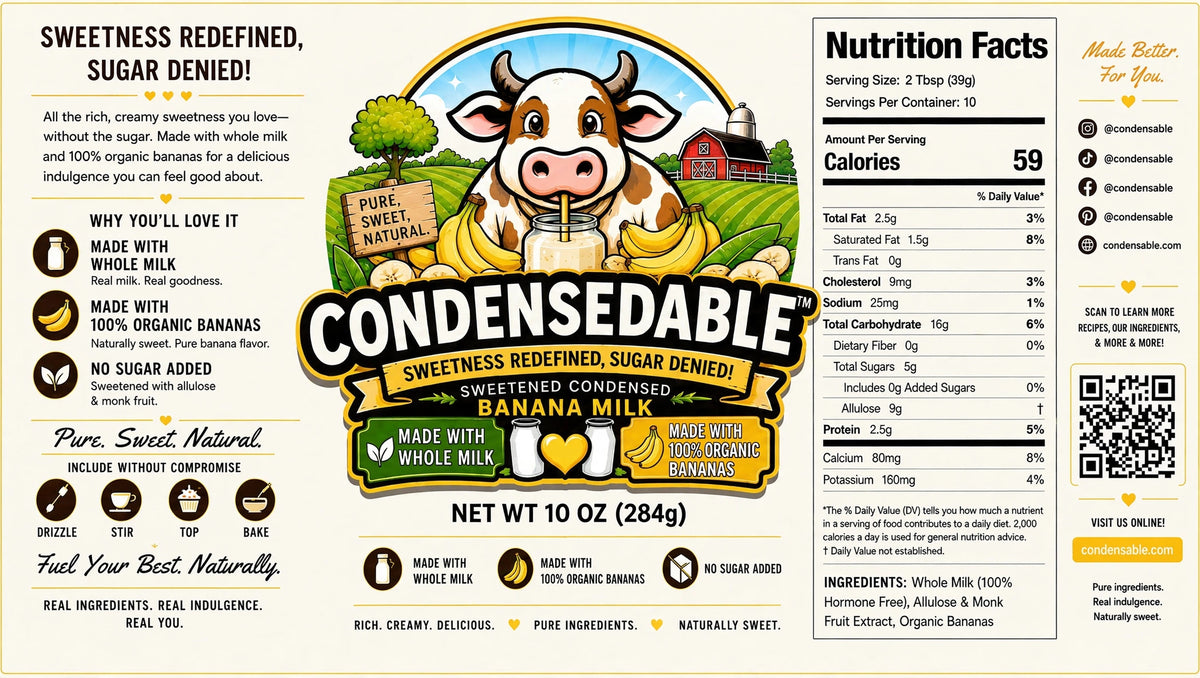 Condensedable™ Sweetened Condensed Banana Milk 10oz. (In Glass Jar)