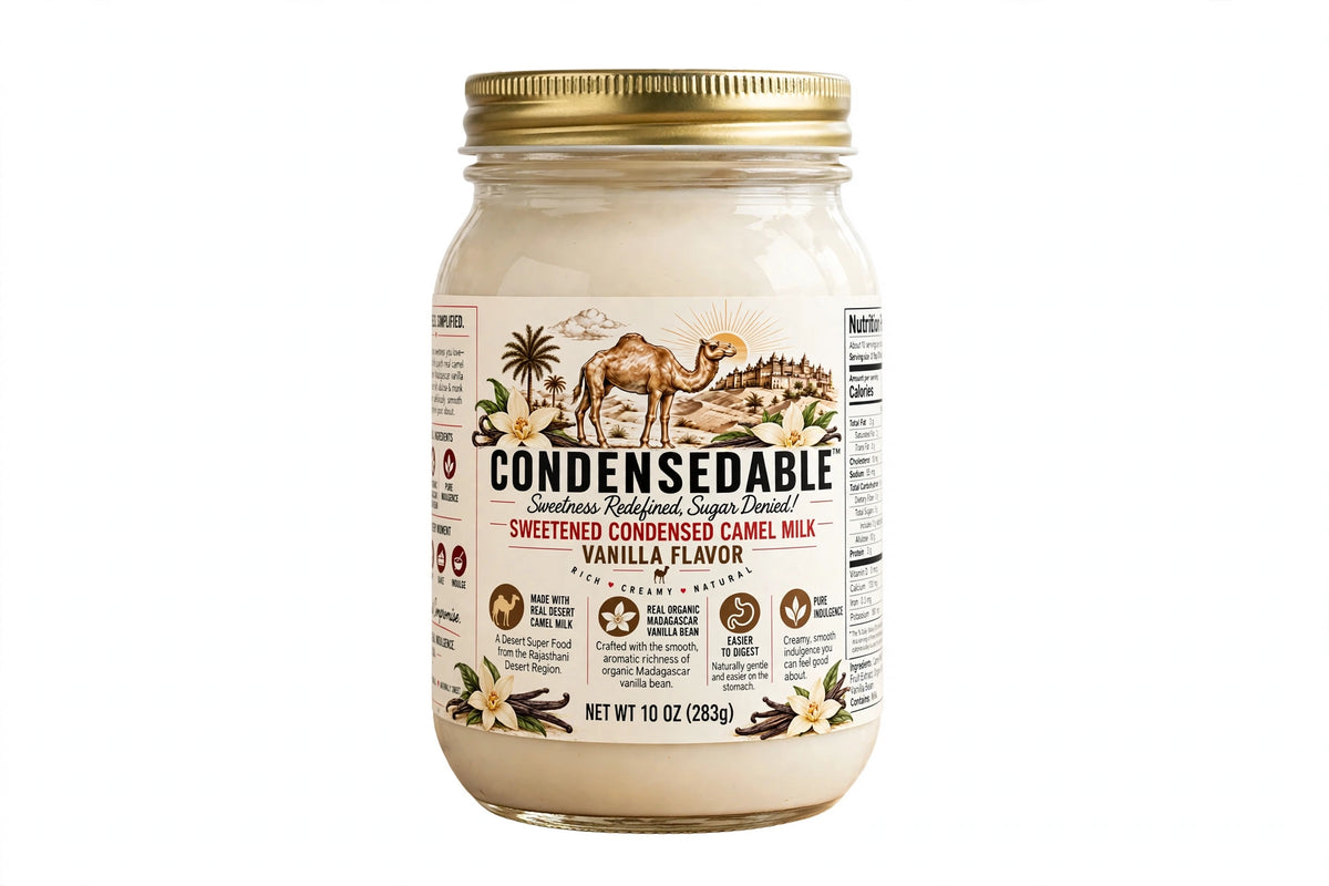 CONDENSEDABLE™ Sweetened Condensed Camel Milk — Vanilla Flavor 10oz. (In Glass Jar)