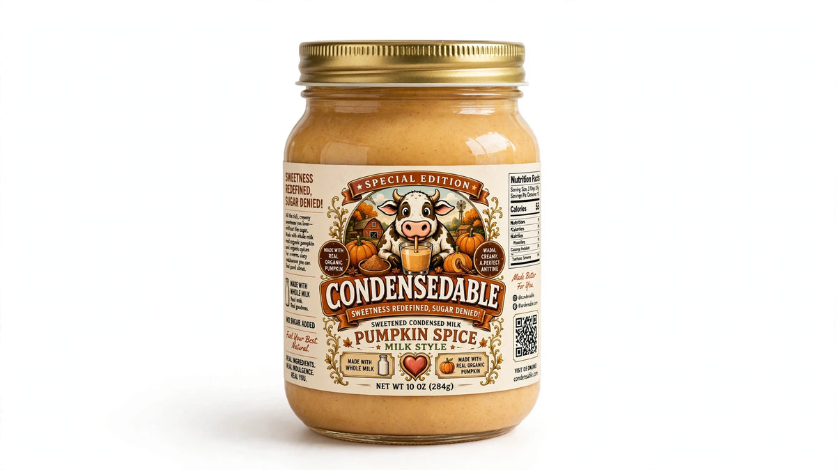 Condensedable™ Sweetened Condensed Pumpkin Spice Milk Style 10oz. (In Glass Jar)