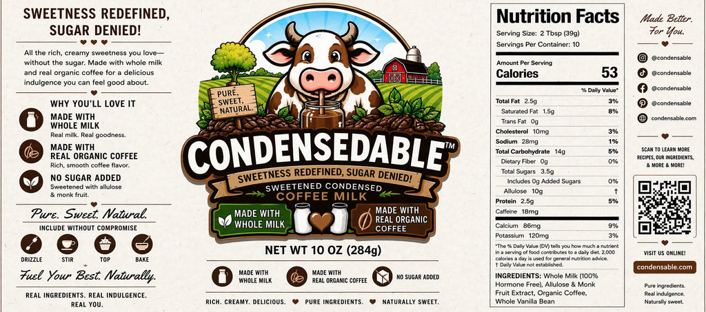 Condensedable™ Sweetened Condensed Coffee Milk 10oz. (In Glass Jar)