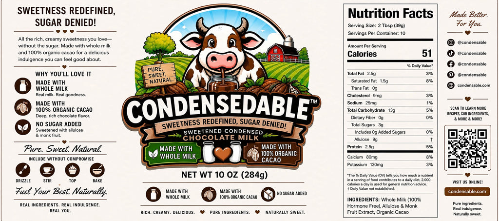 Condensedable™ Sweetened Condensed Chocolate Milk 10oz. (In Glass Jar)