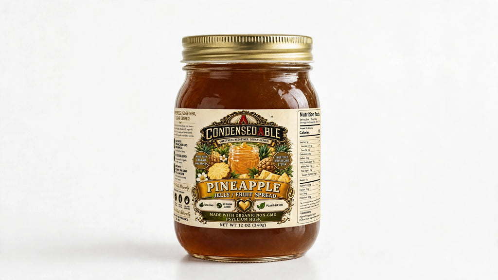 CONDENSEDABLE™ Pineapple Jelly / Fruit Spread | No Sugar Added | Plant-Based | 12oz. (In Glass Jar)