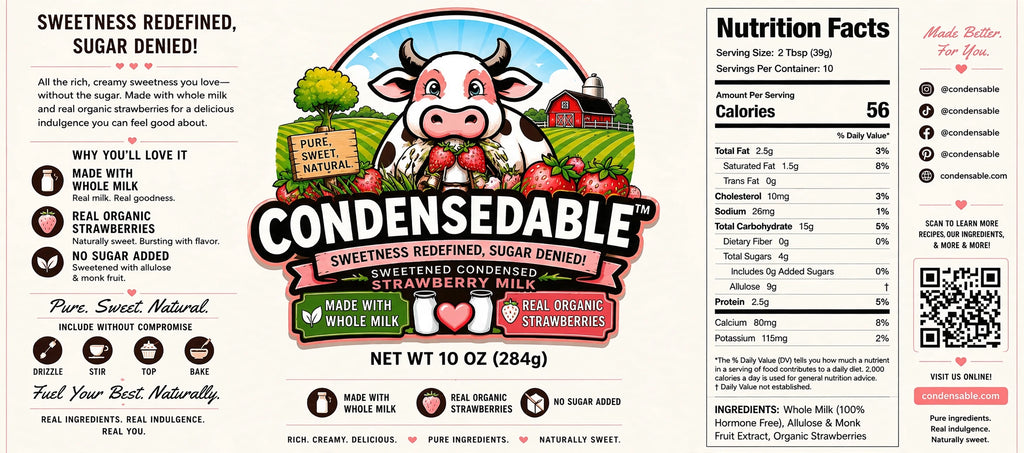 Condensedable™ Sweetened Condensed Strawberry Milk 10oz. (In Glass Jar)