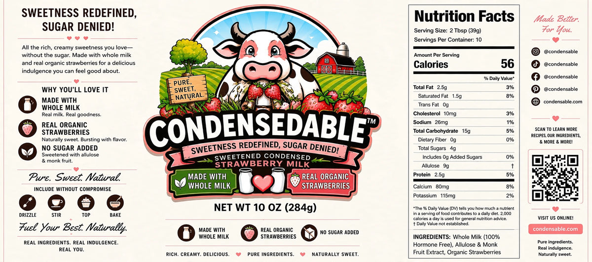 Condensedable™ Sweetened Condensed Strawberry Milk 10oz. (In Glass Jar)