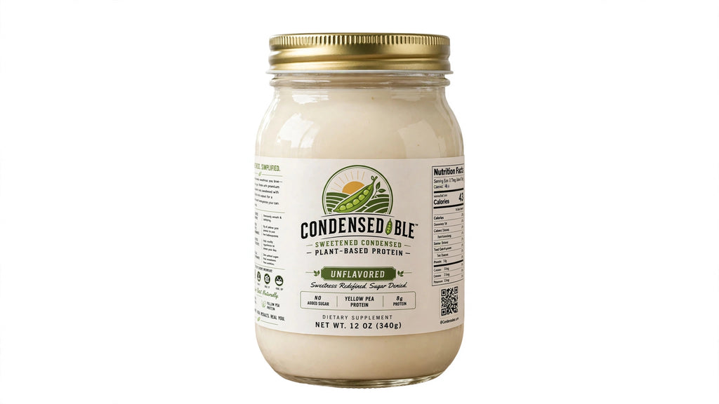 Condensedable™ Sweetened Condensed Plant-Based Protein – Yellow Pea Protein - Unflavored 12oz. (In Glass Jar)