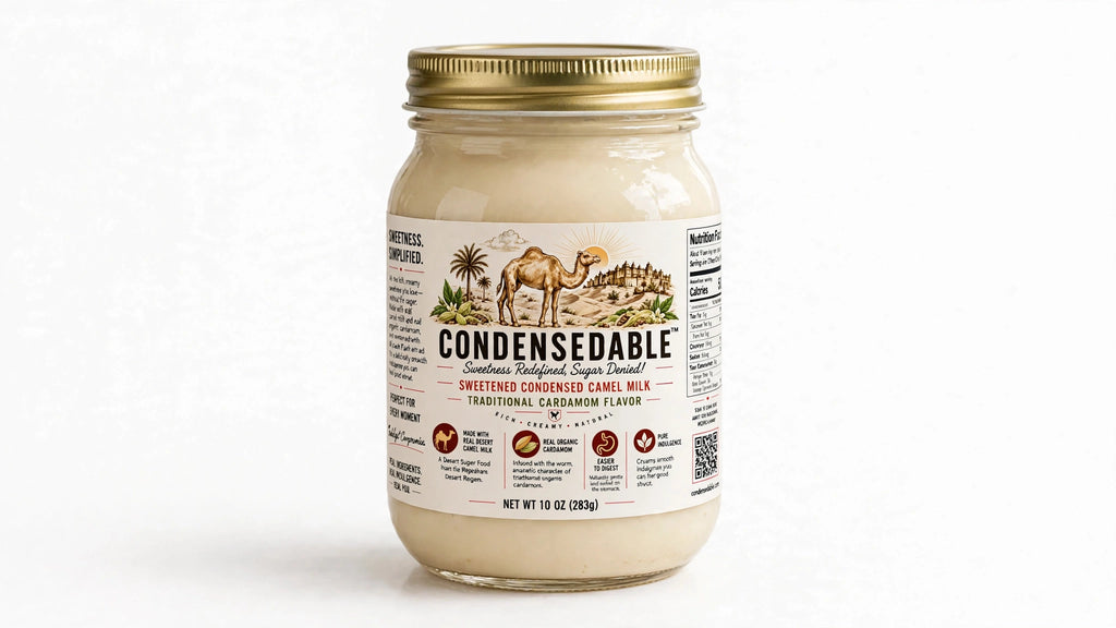 CONDENSEDABLE™ Sweetened Condensed Camel Milk — Traditional Cardamom Flavor 10oz. (In Glass Jar)