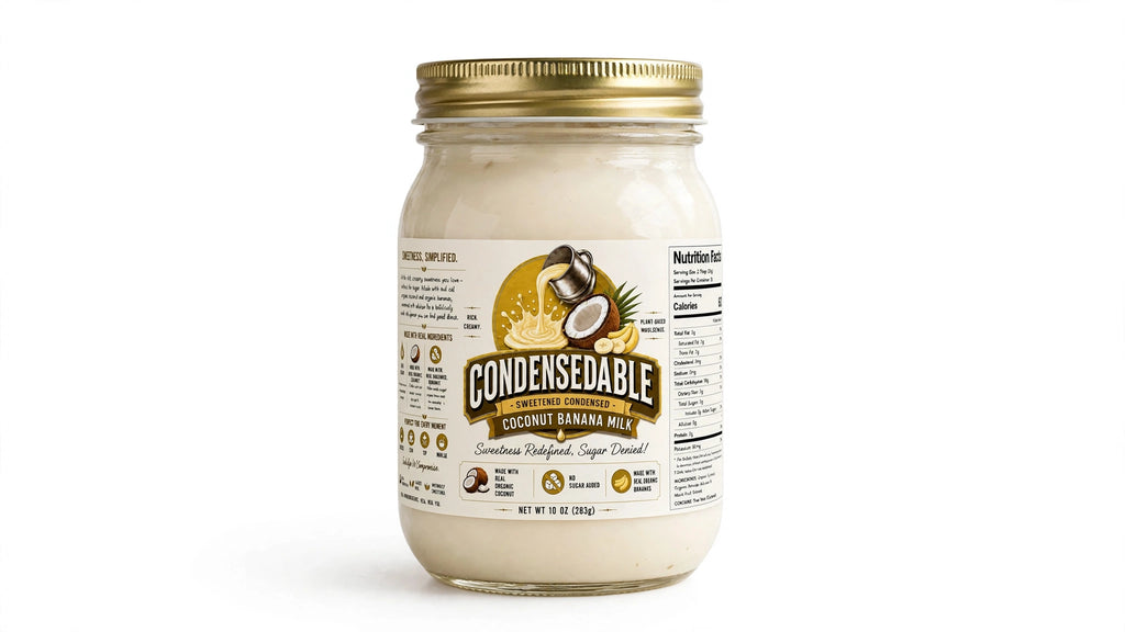 CONDENSEDABLE™ Sweetened Condensed Coconut Banana Milk 10oz. (In Glass Jar)