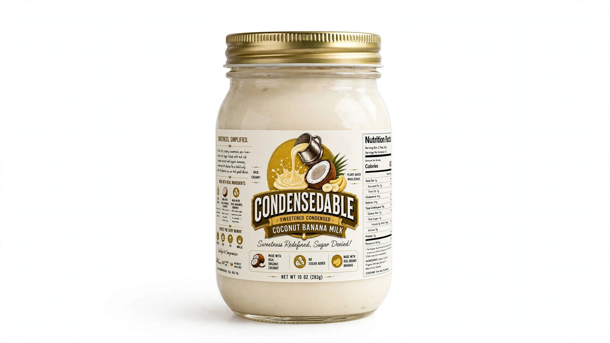 CONDENSEDABLE™ Sweetened Condensed Coconut Banana Milk 10oz. (In Glass Jar)