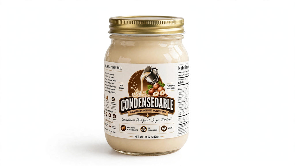 CONDENSEDABLE™ Sweetened Condensed Hazelnut Milk 10oz. (In Glass Jar)