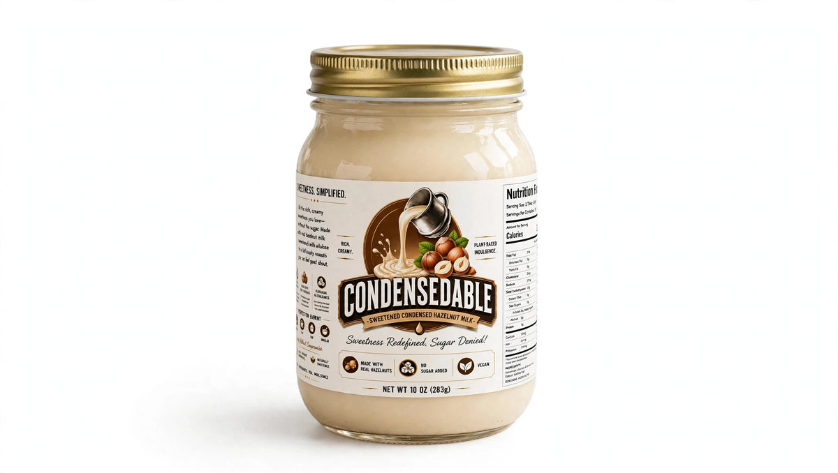 CONDENSEDABLE™ Sweetened Condensed Hazelnut Milk 10oz. (In Glass Jar)