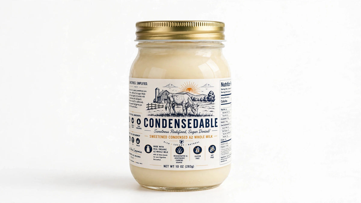 Condensedable™ Sweetened Condensed A2 Whole Milk 10oz. (In Glass Jar)