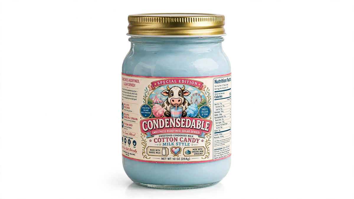 Condensedable™ Sweetened Condensed Cotton Candy Milk Style 10oz. (In Glass Jar)