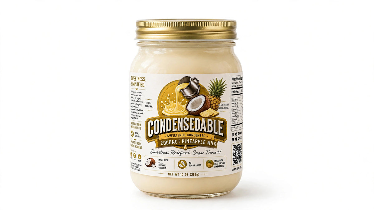 CONDENSEDABLE™ Sweetened Condensed Coconut Pineapple Milk 10oz. (In Glass Jar)