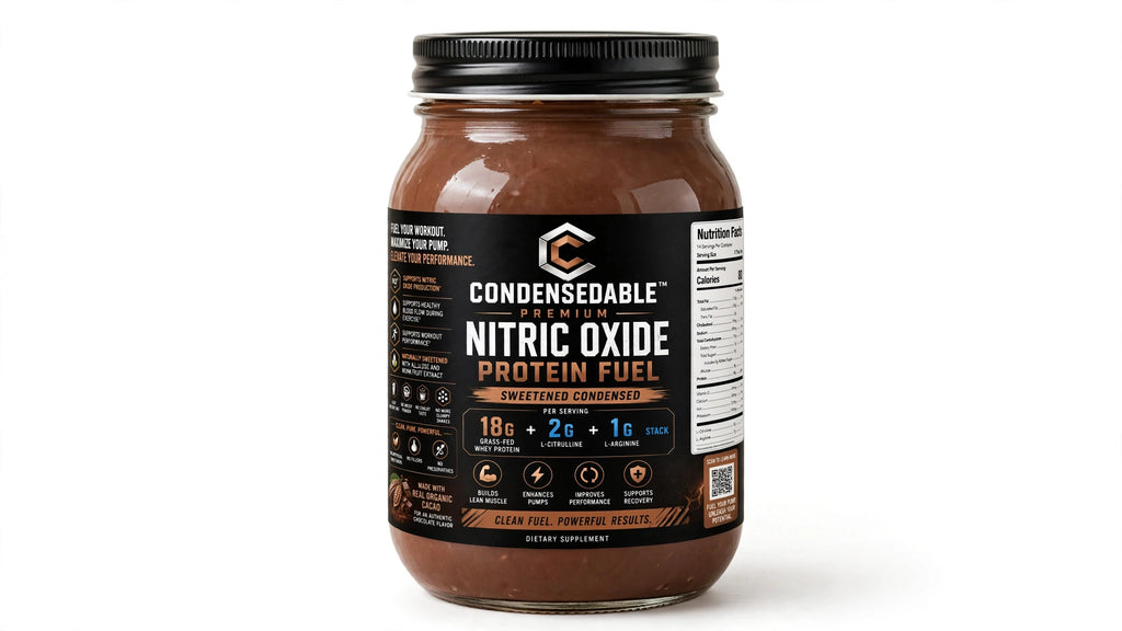 CONDENSEDABLE™ Premium Nitric Oxide Protein Fuel Sweetened Condensed Chocolate Formula 14oz. (In Glass Jar)