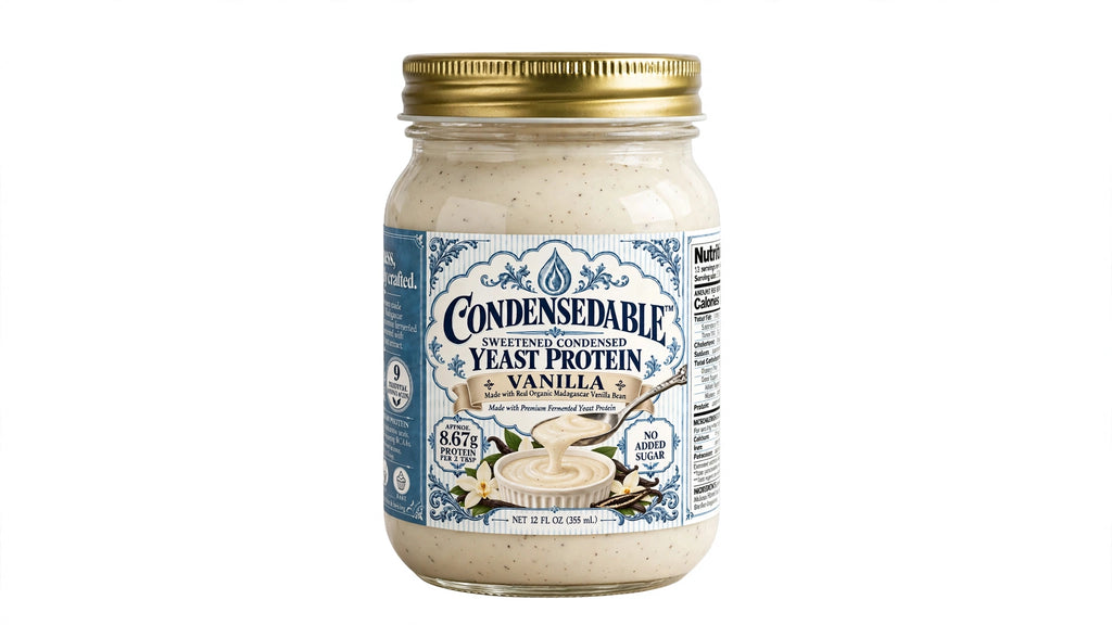 🌼 CONDENSEDABLE™ Sweetened Condensed Vanilla Yeast Protein 12oz. (In Glass Jar)