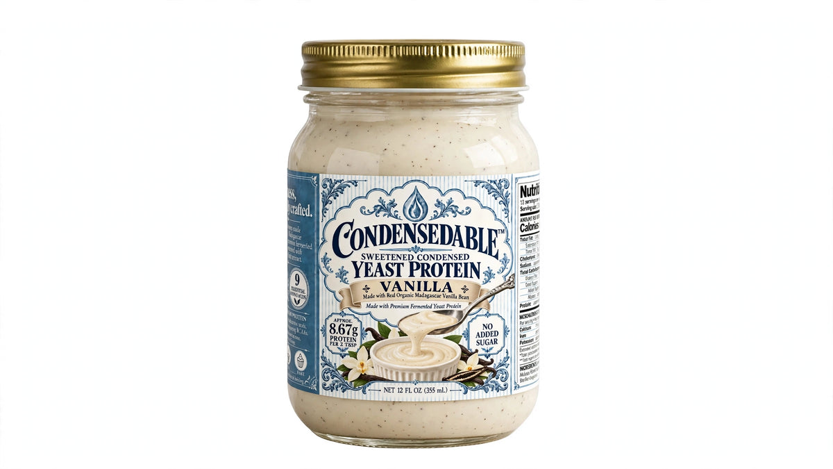 🌼 CONDENSEDABLE™ Sweetened Condensed Vanilla Yeast Protein 12oz. (In Glass Jar)