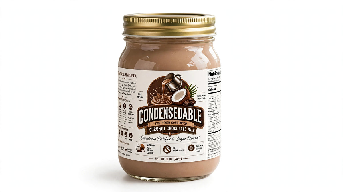 CONDENSEDABLE™ Sweetened Condensed Coconut Chocolate Milk 10oz. (In Glass Jar)
