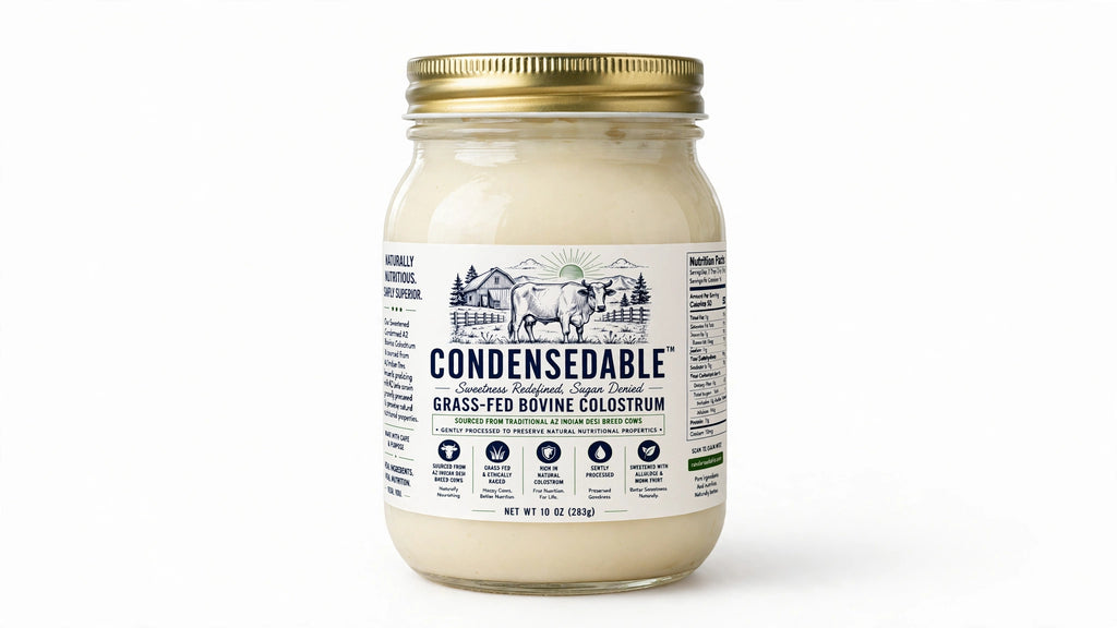 CONDENSEDABLE™ Sweetened Condensed A2 Grass-Fed Bovine Colostrum 10oz. (In Glass Jar)