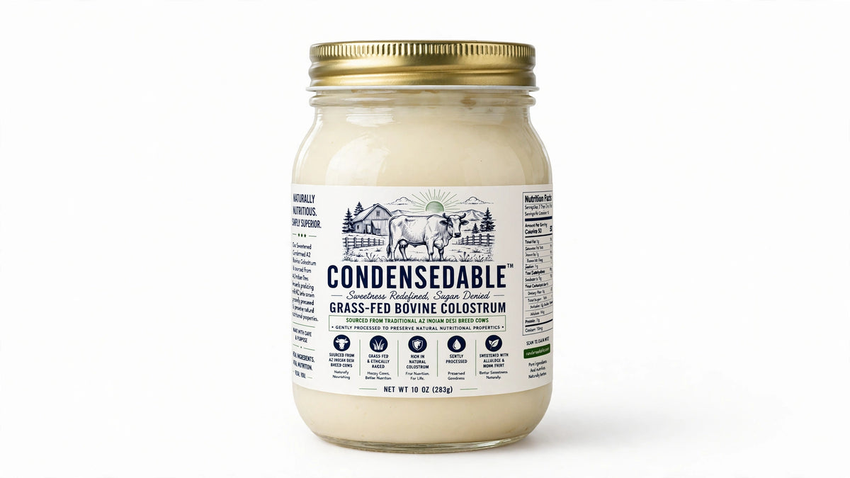 CONDENSEDABLE™ Sweetened Condensed A2 Grass-Fed Bovine Colostrum 10oz. (In Glass Jar)