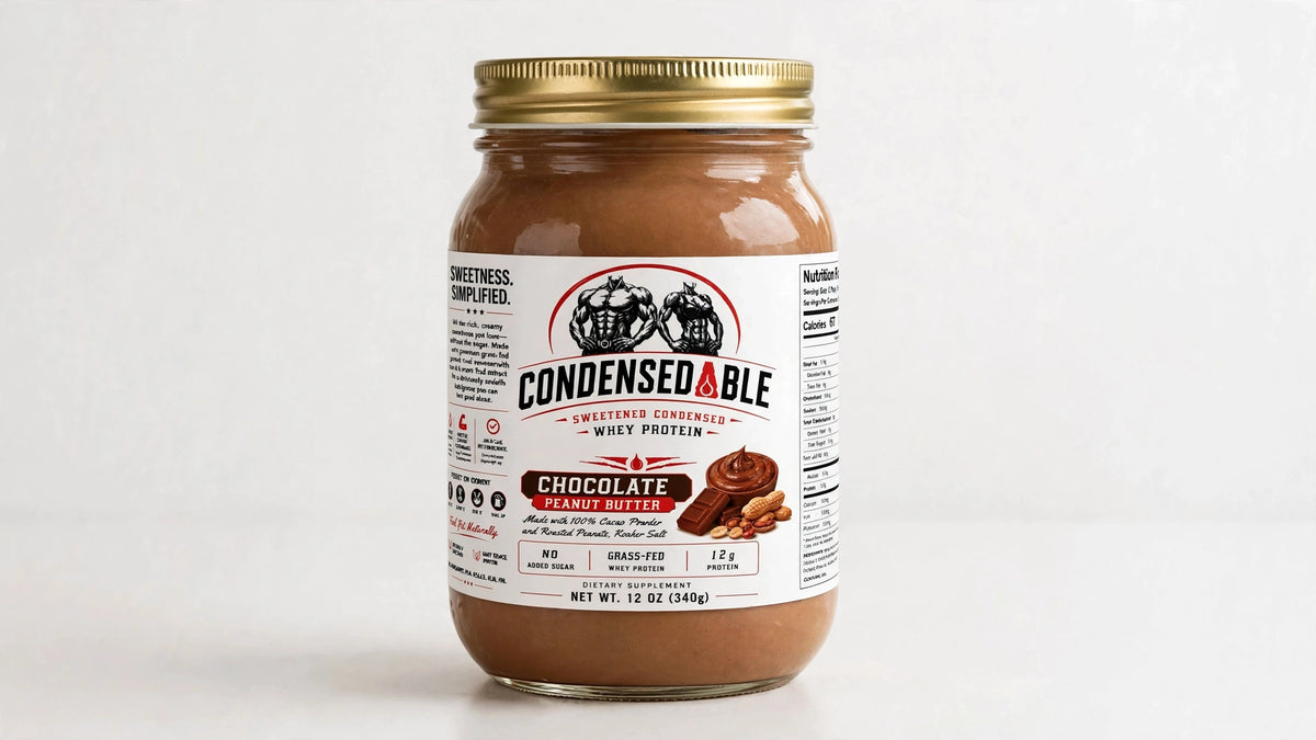 Condensedable™ Sweetened Condensed Whey Protein – Chocolate Peanut Butter Flavor 12oz. (In Glass Jar)