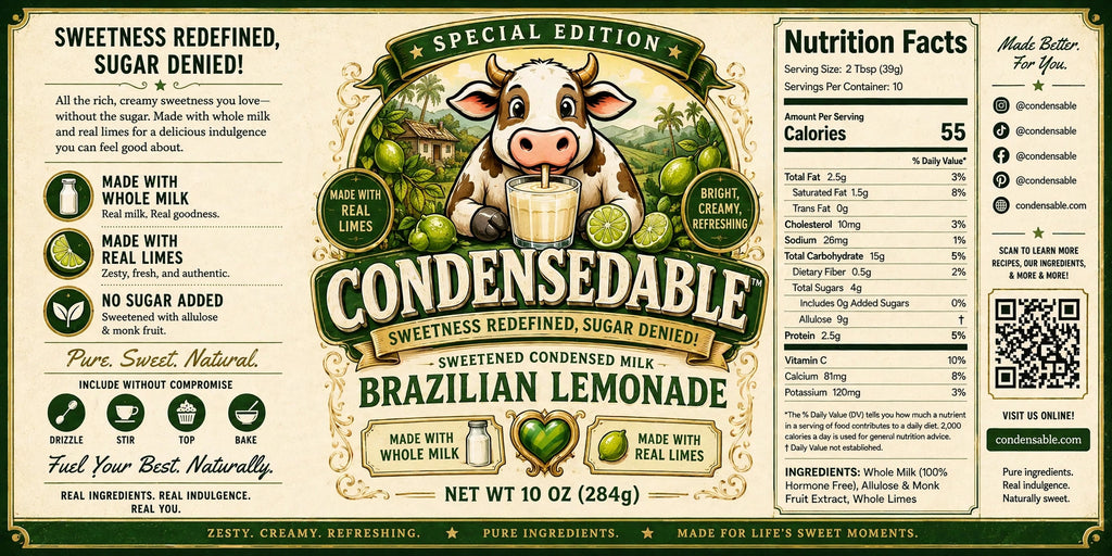 Condensedable™ Sweetened Condensed Brazilian Lemonade Milk | Special Edition | 10oz. (In Glass Jar)