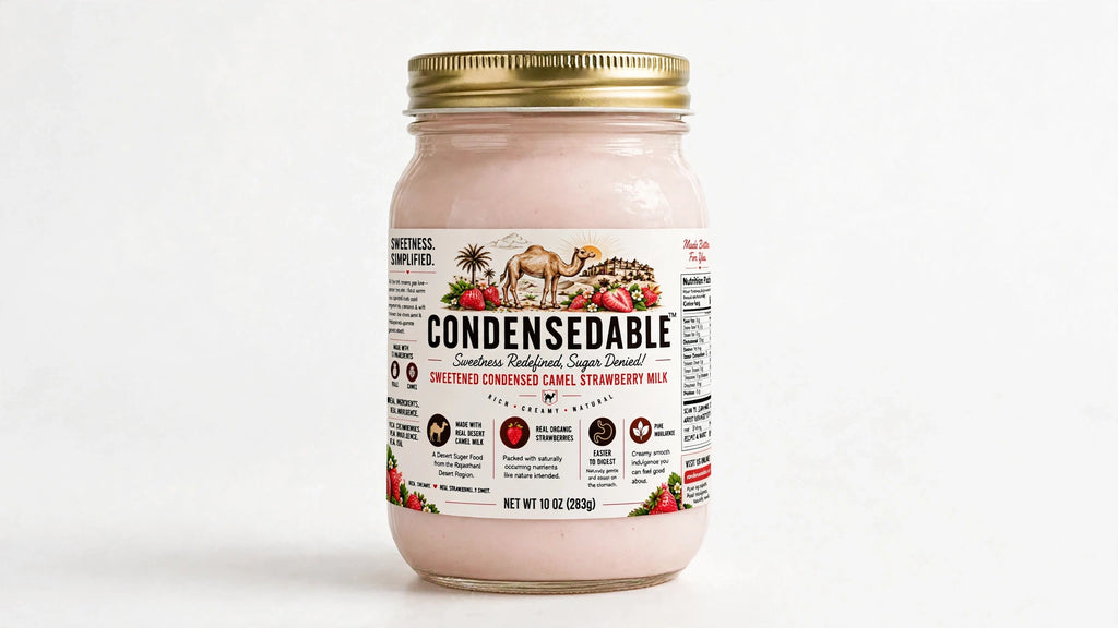 CONDENSEDABLE™ Sweetened Condensed Camel Strawberry Milk 10oz. (In Glass Jar)