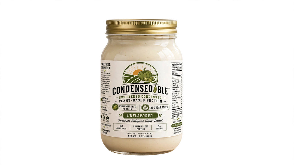 Condensedable™ Sweetened Condensed Plant-Based Protein – Pumpkin Seed Protein - Unflavored 12oz. (In Glass Jar)