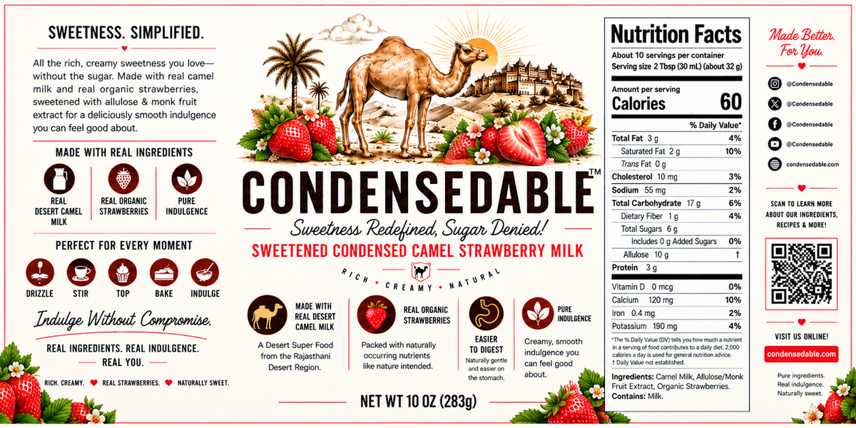 CONDENSEDABLE™ Sweetened Condensed Camel Strawberry Milk 10oz. (In Glass Jar)