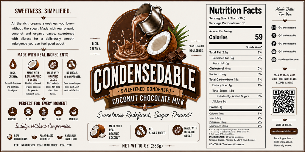 CONDENSEDABLE™ Sweetened Condensed Coconut Chocolate Milk (In Glass Jar)