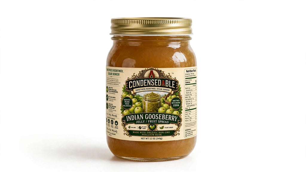 CONDENSEDABLE™ Indian Gooseberry (Amla) Jelly / Fruit Spread 12oz. (In Glass Jar)