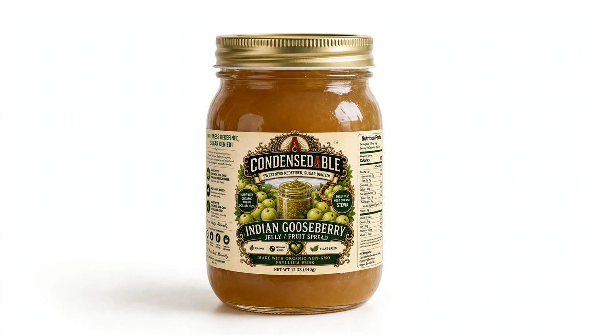 CONDENSEDABLE™ Indian Gooseberry (Amla) Jelly / Fruit Spread 12oz. (In Glass Jar)