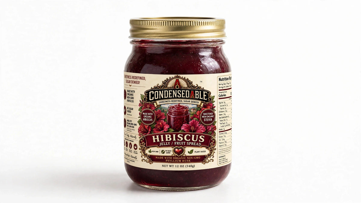 CONDENSEDABLE™ Hibiscus Jelly / Fruit Spread 12oz. (In Glass Jar)