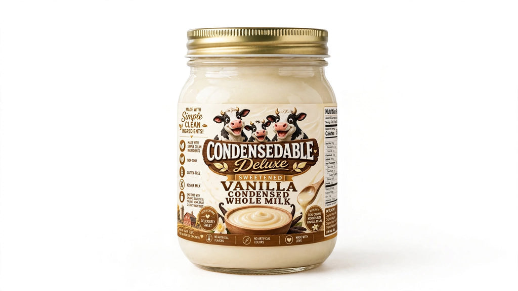 CONDENSEDABLE™ Deluxe Sweetened Vanilla Condensed Whole Milk 14oz. (In Glass Jar)