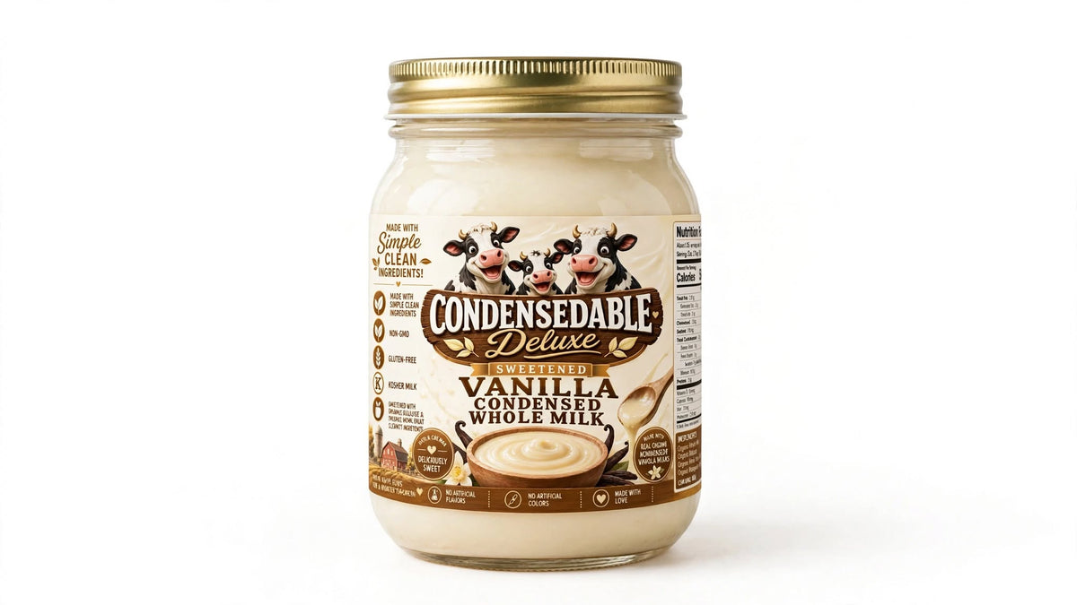CONDENSEDABLE™ Deluxe Sweetened Vanilla Condensed Whole Milk 14oz. (In Glass Jar)