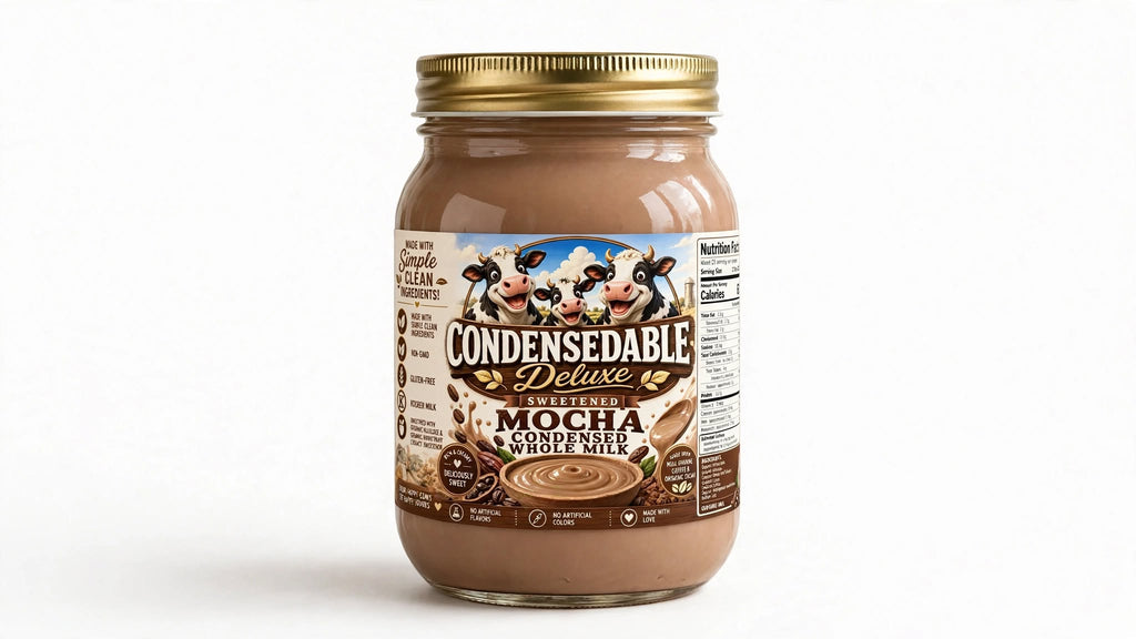 ☕🍫 CONDENSEDABLE™ Deluxe Sweetened Mocha Condensed Whole Milk 14oz. (In Glass Jar)