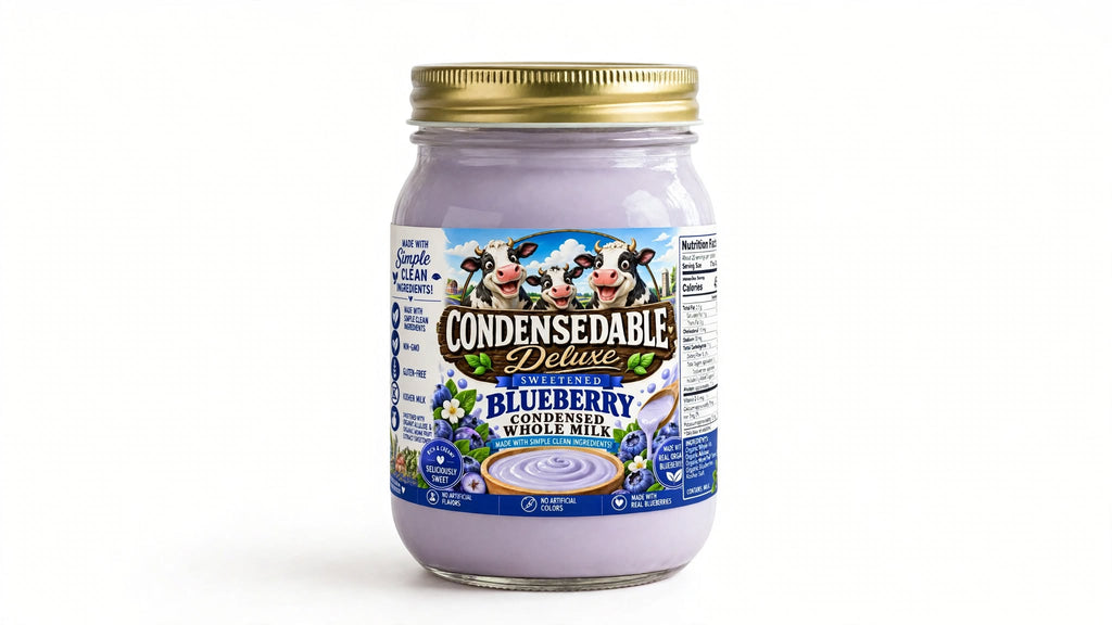 🫐 CONDENSEDABLE™ Deluxe Sweetened Blueberry Condensed Whole Milk 14oz. (In Glass Jar)