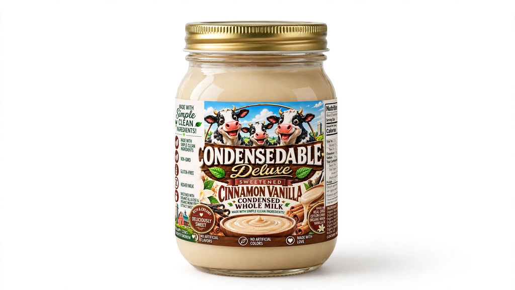 🤎 CONDENSEDABLE™ Deluxe Sweetened Cinnamon Vanilla Condensed Whole Milk 14oz. (In Glass Jar)