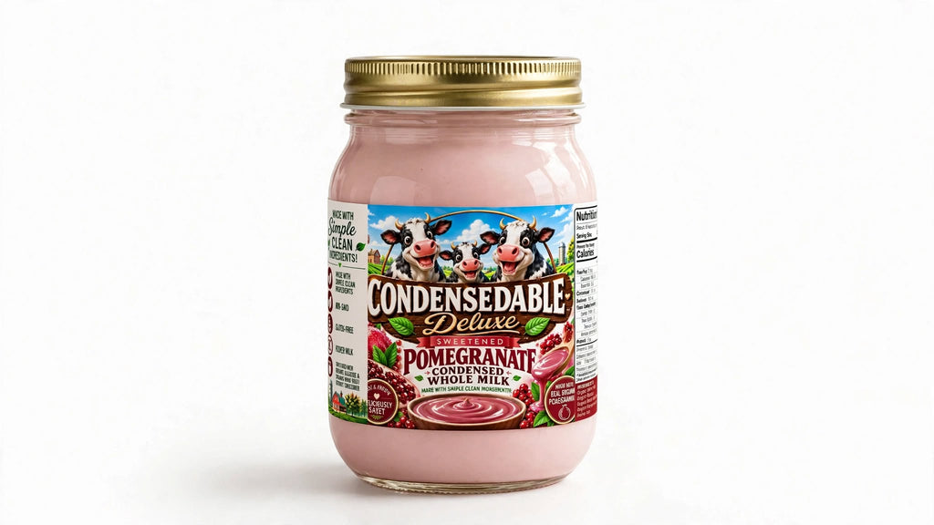 ❤️ CONDENSEDABLE™ Deluxe Sweetened Pomegranate Condensed Whole Milk 14oz. (In A Glass Jar)