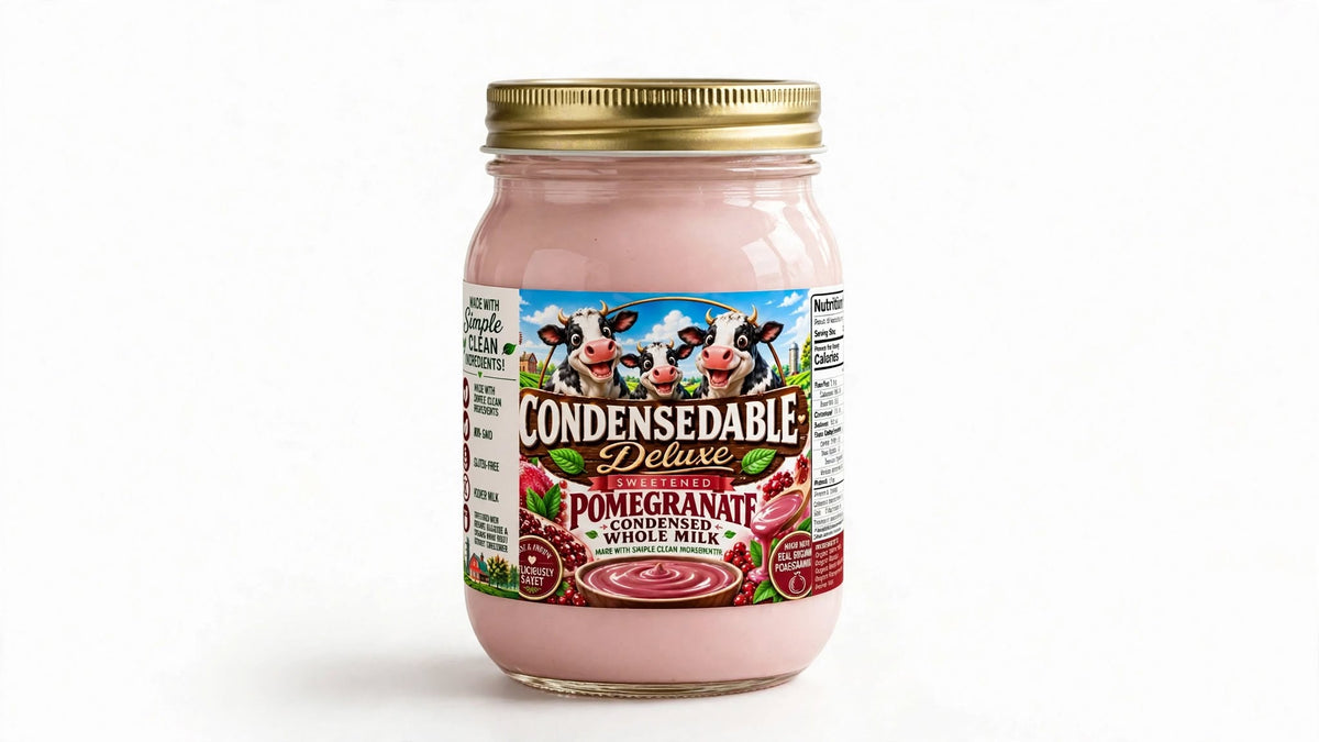 ❤️ CONDENSEDABLE™ Deluxe Sweetened Pomegranate Condensed Whole Milk 14oz. (In A Glass Jar)