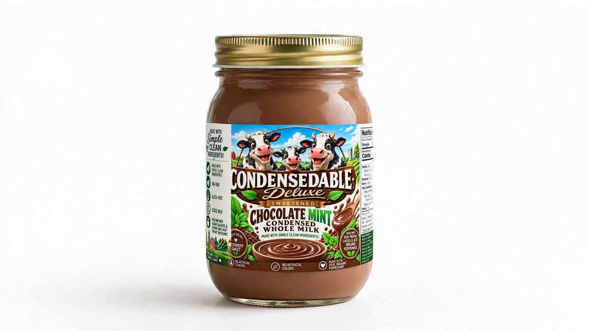 🍫🌿 CONDENSEDABLE™ Deluxe Sweetened Chocolate Mint Condensed Whole Milk 14oz (In Glass Jar)