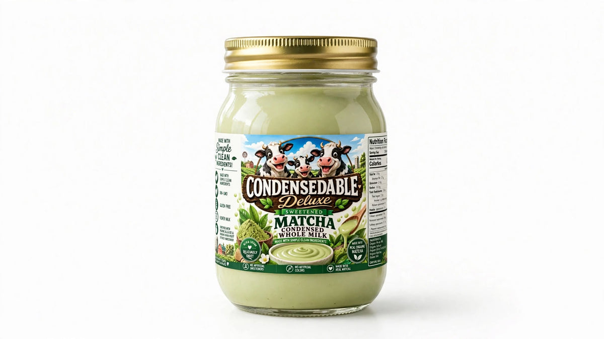 🍵 CONDENSEDABLE™ Deluxe Sweetened Matcha Condensed Whole Milk 14oz. (In Glass Jar)