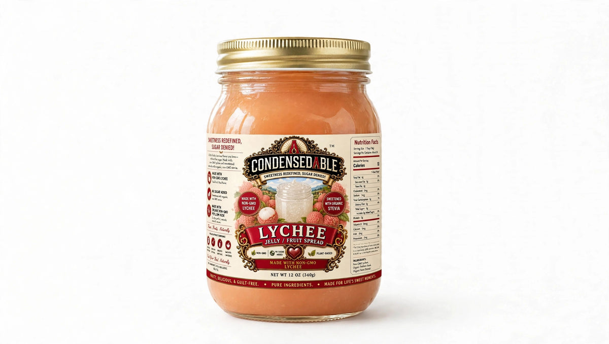 CONDENSEDABLE™ Lychee Jelly / Fruit Spread 12oz. (In Glass Jar)