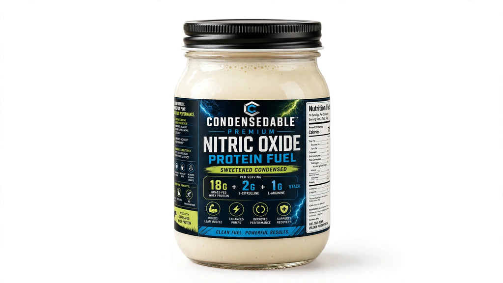 CONDENSEDABLE™ Premium Nitric Oxide Protein Fuel Sweetened Condensed 14oz. (In Glass Jar)