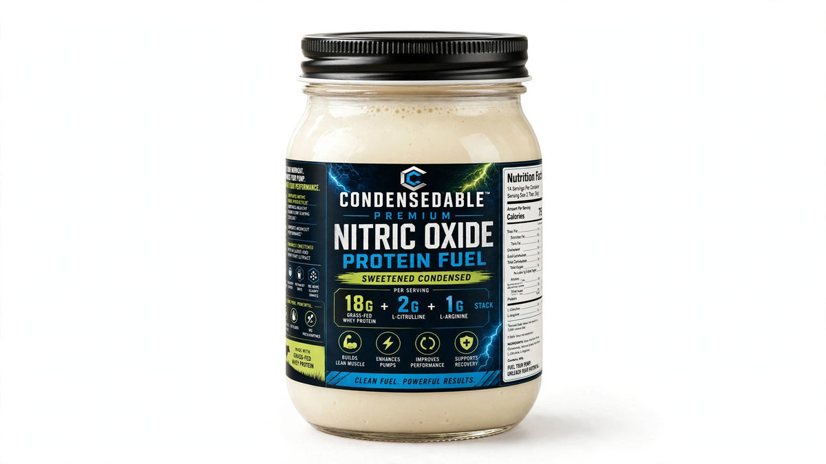 CONDENSEDABLE™ Premium Nitric Oxide Protein Fuel Sweetened Condensed 14oz. (In Glass Jar)