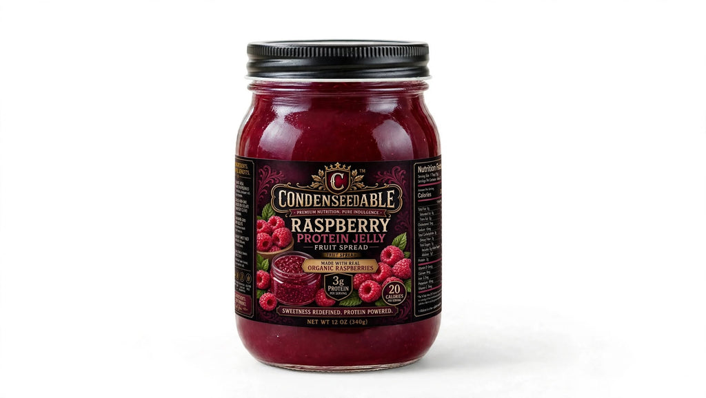CONDENSEDABLE™ Raspberry Protein Jelly Fruit Spread 12oz. (In Glass Jar)