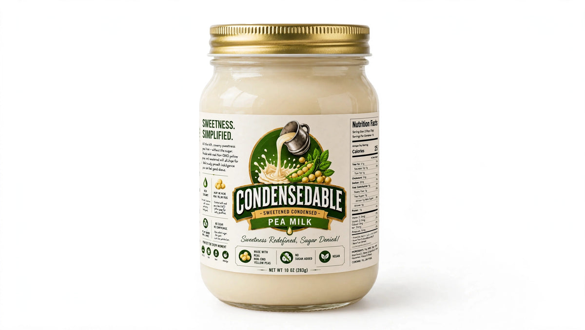 Condensedable™ Sweetened Condensed Pea Milk 10oz. (In Glass Jar)