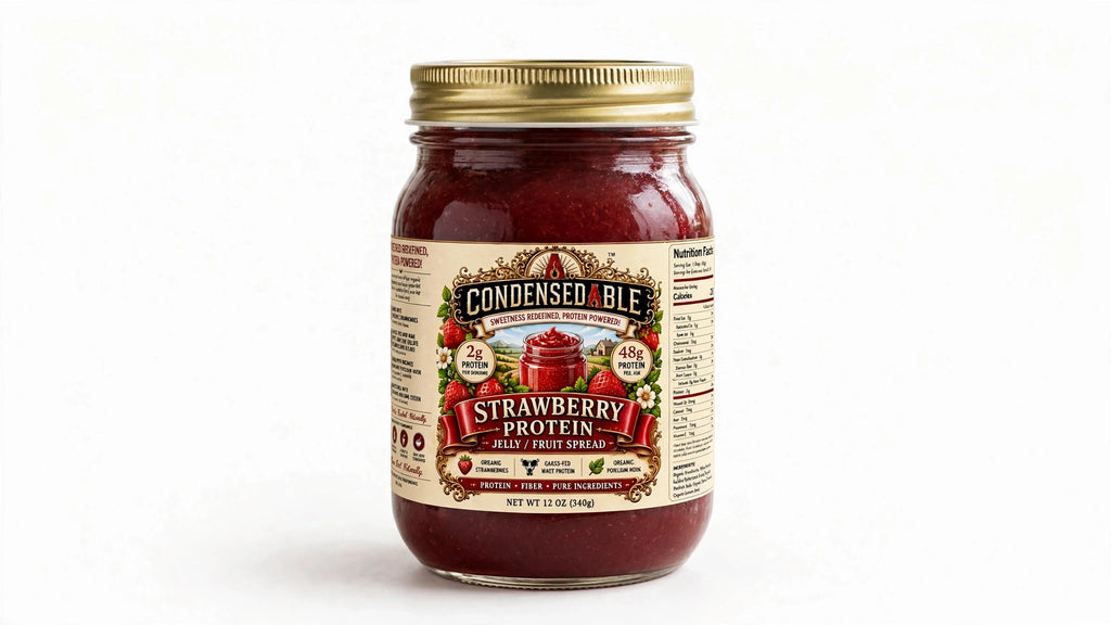 CONDENSEDABLE™ Strawberry Protein Jelly / Fruit Spread 12oz. (In Glass Jar)